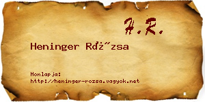 Heninger Rózsa névjegykártya